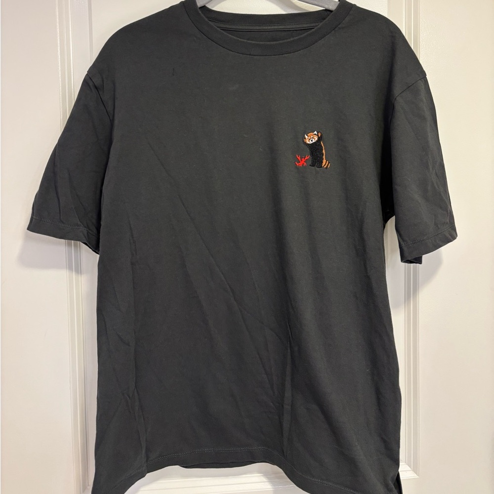 graniph Black Embroidered Red Panda T-Shirt Size M